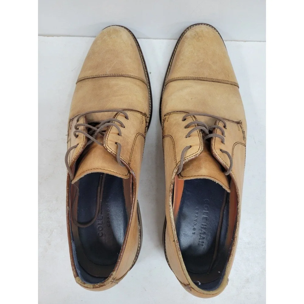 Cole Haan Men's 8.5M Tan Leather Cap Toe Oxford Dress Shoes Lace Up Casual C1632